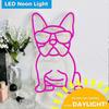 French Bulldog Neon Sign With Glasses, Pink Dimmable Led Wall Decor, Cute Frenchie Gift Idea  WSLIHV