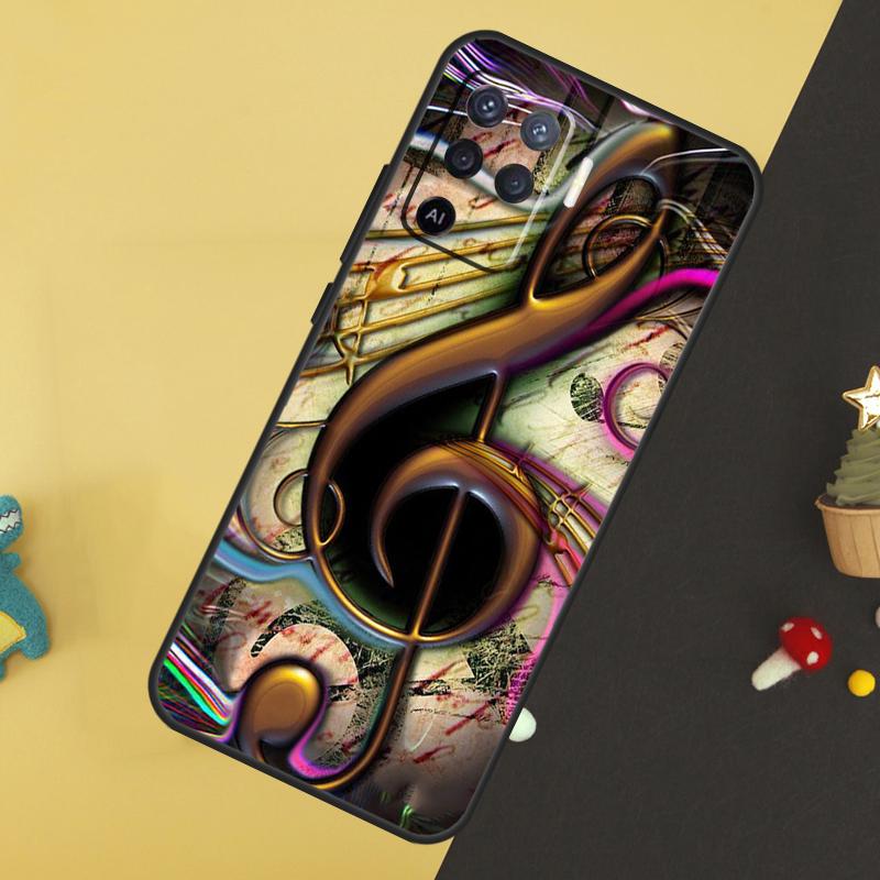 Treble Clef Music Note Case For Oppo A5 Pro A6 A15 A16 A76 A96 A17 A57 A98 A58 A78 A18 A38 A54 A74 A94 A40 A60 A80