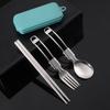 Picnic Cutlery Camping Utensil Easy Storage Foldable Design Safe And Secure Spoon Chopsticks Fork Set Stainless Steel