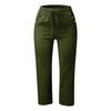 Women's Summer Elastic Lace-up Color Button Decoration Cotton And Linen Loose Cropped Pants
