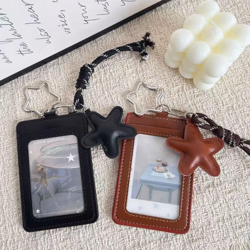 Portable INS Aesthetic Photocard Holder Y2K PU Leather Idol Photo Card Display Sleeve Pendant for Phone Hang