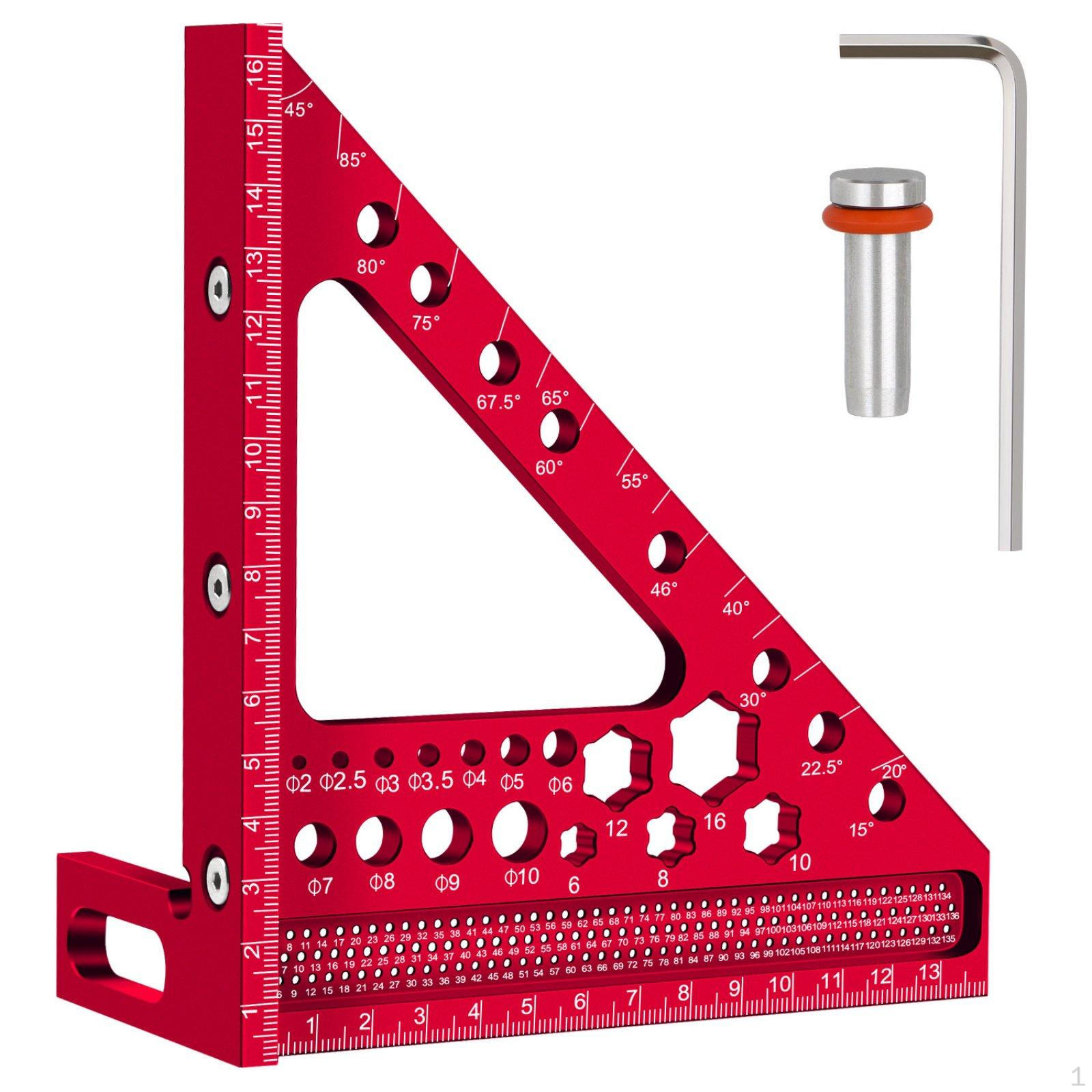 Multifunction Angle Measuring Ruler Engraved Scale 3D Square Miter красный