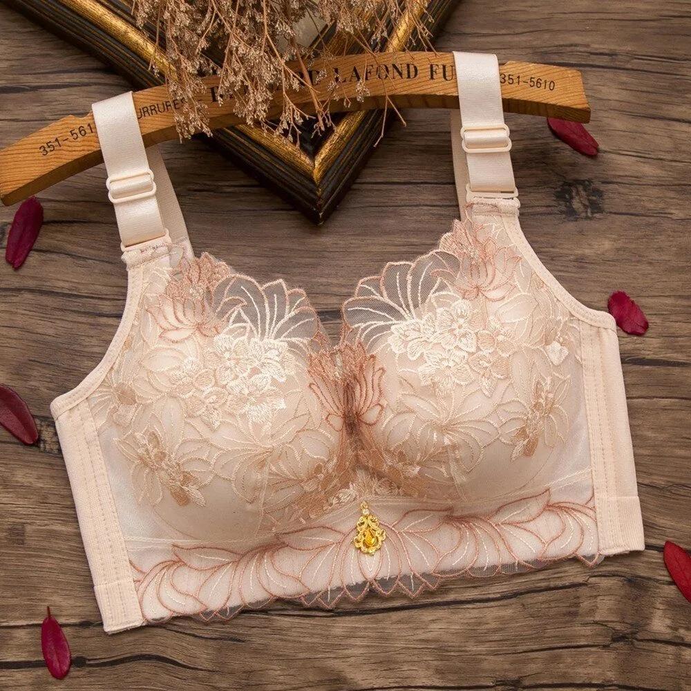 

Плюс Размер Женский Бюстгальтер Тонкий Без Стального Кольца Удобный Дышащий Бюстгальтер Регулируемое Нижнее Белье Push Up Сексуальное Женское Нижнее Белье Бюстгальтер Чашка AB 40/90B абрикосовый