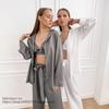 Fashion Style Satin Shirt Vest Long Pants Three-Piece Home Wear Fashion Three-Piece Set