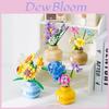 Mini Sunflower Rose Block Flower Bouquet In Vase Puzzle Toy Birthday Gift For Girls