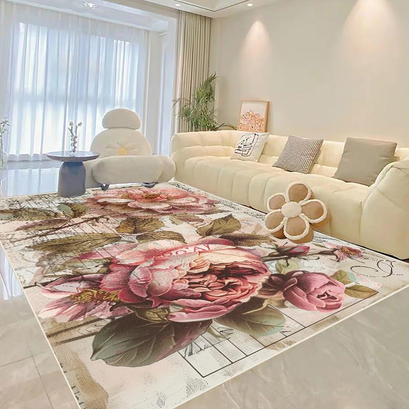 Living Room Decoration Flower Carpets Modern Home Light Luxury Rug Parlour Sofa Side Soft Floor Mat Bedroom Bedside Large Carpet