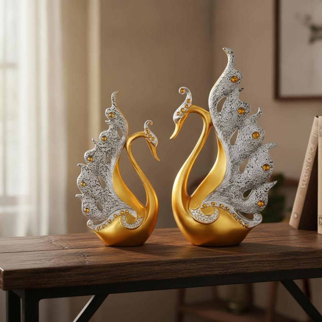 Peacock Figurines Ornate Figurine European-Style Resin for