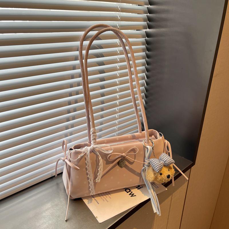 2026 Trendy Women's Polka Dot Bow Single-Shoulder Baguette Bag