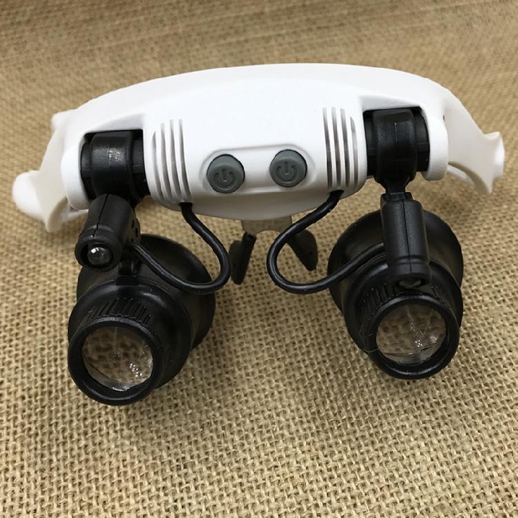 LED-Illumination Double Eyes Jewelry Magnifying Loupe Eyeglass Repair Tools