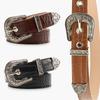 Womens Retro Alloy Belt Set With Embossed Buckle For Casual And Office Wear