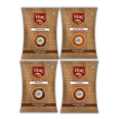 Bhoj Masale Fish Curry, Egg Curry, Meat And Chicken Masala Powder Combo Pack 4 X 100GM Each | Aromatic Spice for Flavorful Indian Cooking