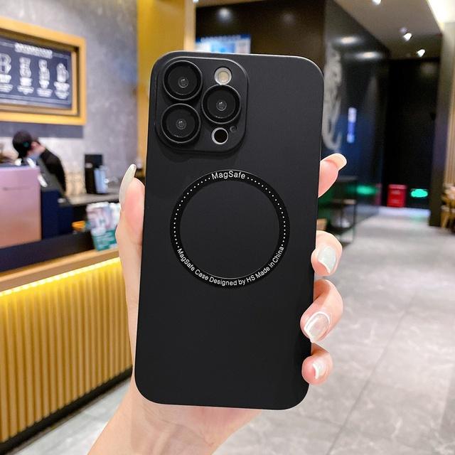 Husă de telefon cu piele mată pentru PC Magsafe pentru Iphone 14 12 11 13 Pro Max Cameră din sticlă Husă de protecție completă Suport încărcare fără fir