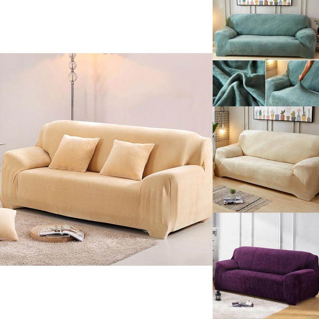 Wrinkle Resistant Easy Fit Sofa Slipcover Thick Plush Velvet Protector For All Sizes