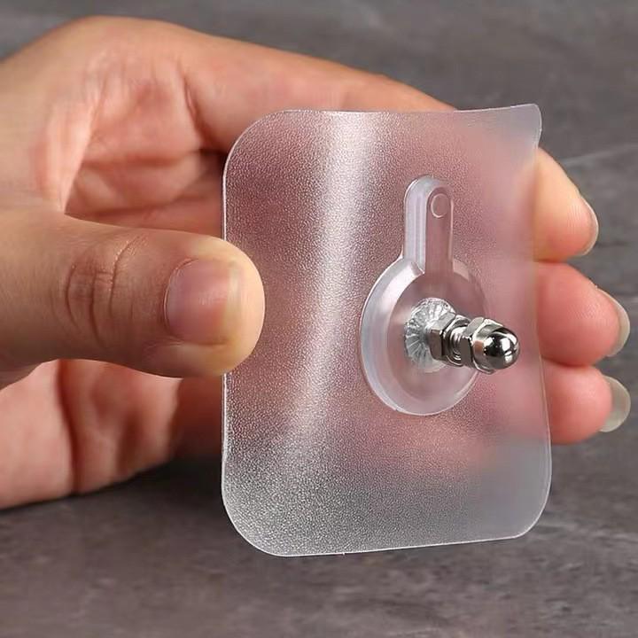 Strong No-Punch Adhesive Plastic Hooks - Transparent, Load-Bearing for Kitchens