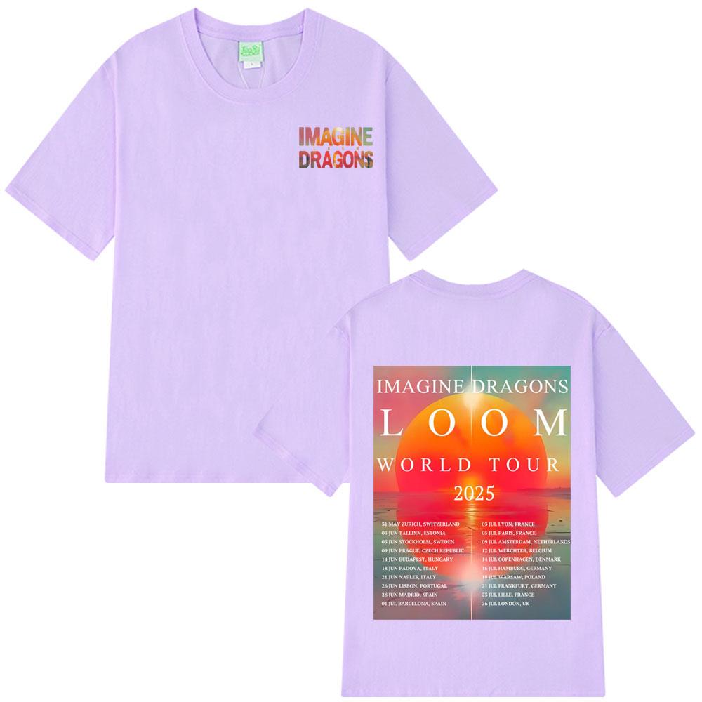 Imagine Dragons Band Loom Tour 2025 T-Shirt Men's Fashion Hip Hop Short Sleeve Oversized Soft Cotton Simple T Shirt Streetwear