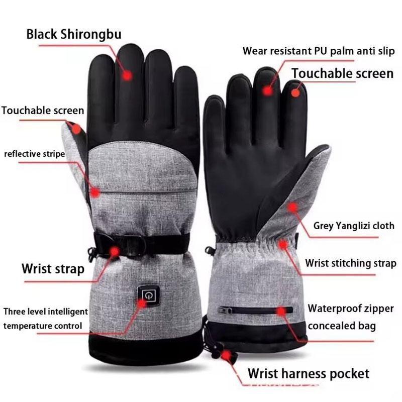 Waterproof Heated Rechargeable Gloves Electric Heated Gloves Thermal Heat Gloves Winter Warm Skiing Snowboarding Hunting Fishing