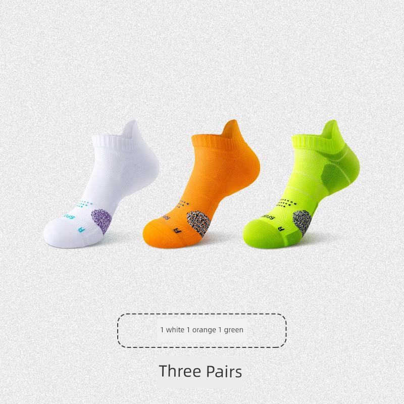 Comfortable Outdoor Sports Socks for Spring and Summer Marathon Men's Short Socks with Thick Towel Soles, Durable Running Short Socks for Men