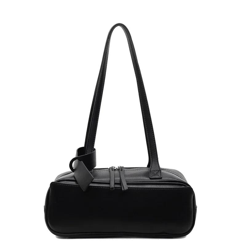 Fashiable Light Luxury Solid PU Square Shoulder Bags for Women 2026 New Design Simple Classic Temperament Versatile Handbags чёрный