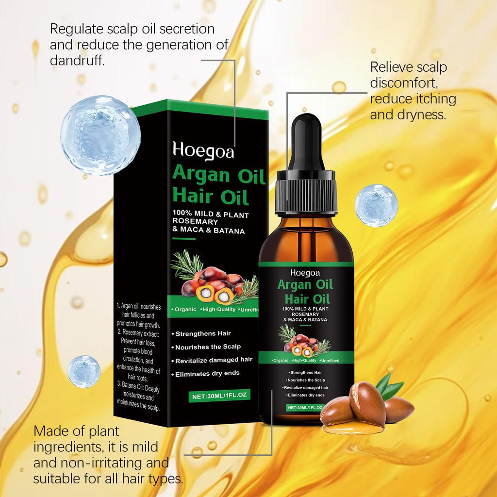 Hoegoa Moroccan Argan Oil Hair Care Essential Oil For Dry Frizzy And Split Ends Nourishing 30ml