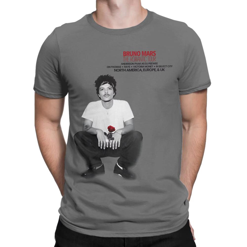 Rapper Brunos Mars The Romantic Tour TShirt Summer Mens Cotton T Shirts for Couple Fashion Casual Short Sleeve Y2K Retro Tops