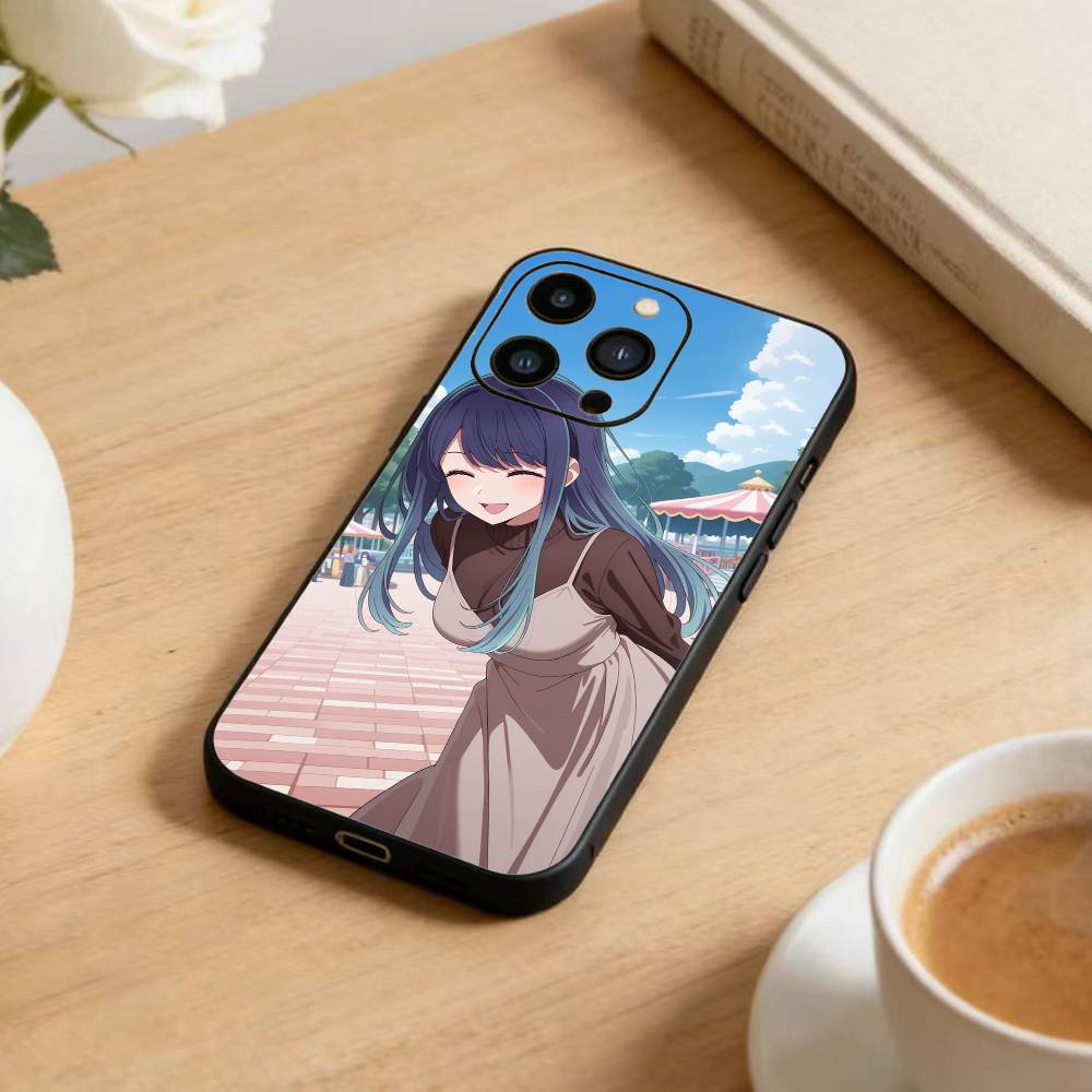 Anime Oshi no Ko Phone Case For iPhone 16,15,14,13,12,17,Pro Max,Plus Silicone Black Case