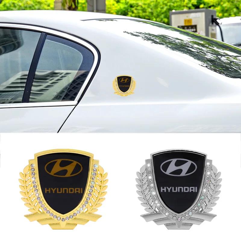 Car Side Window Badge for Hyundai I30 Tucson Solaris IX35 Sonata Encino Verna Elantra Azera Rear Trunk Diamond Crystal Sticker AG3
