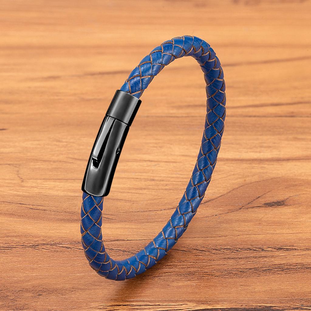 3/4/5/6/8mm Men Leather Bracelet Bangle 3 Colors Braided Magnetic Clasp Simple Style Custom Handmade Accessories Wholesale
