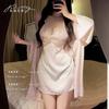 Sexy Pajamas with Chest Pads, Thin Ice Silk Lace Hollowed Out, Pure Desire Suspender Pajamas, Women's Autumn 1011 New Loungewear