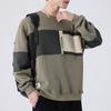Autumn And Winter American Retro Splicing Long-Sleeved Sweater Men'S Loose Large Size Casual Trendy Brand Round Neck Pullover Tide