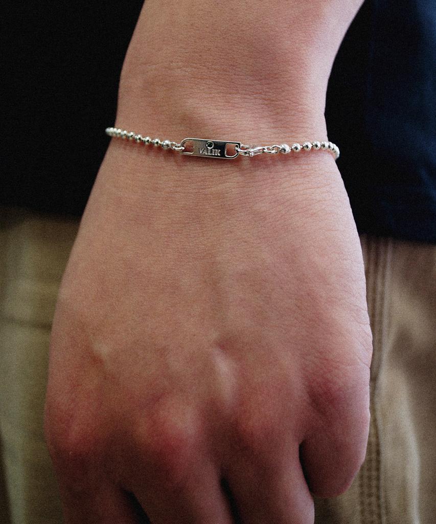 Valik [925 Silver] No. 88 Green Tag Ball Chain Bracelet
