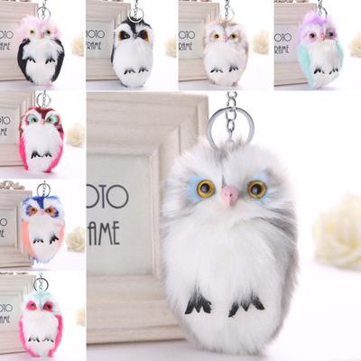 Bolso Llaveros de coche Llavero Búho Colgante Pompón Bolso esponjoso Regalo