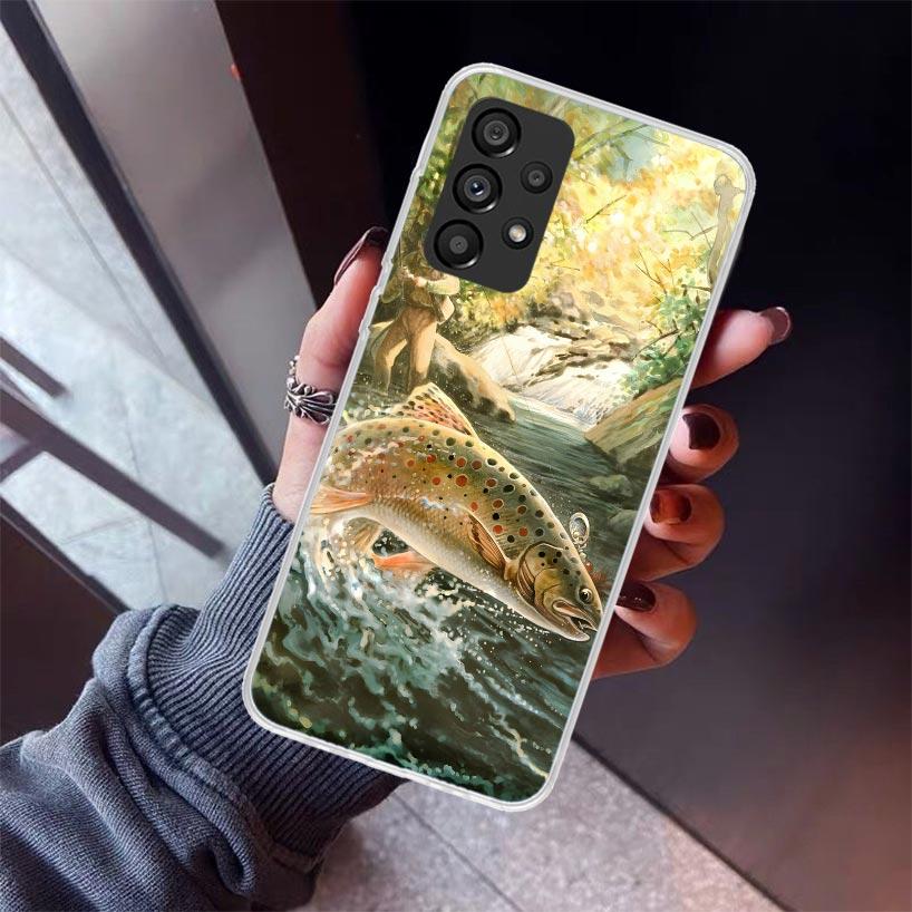 Carp Fish Fishing Rod Hook Phone Case For Samsung Galaxy A52 A51 A50S A32 A22 A12 A02S A72 A71 A31 A70 A30S Note 20 Ultra 10 Plu