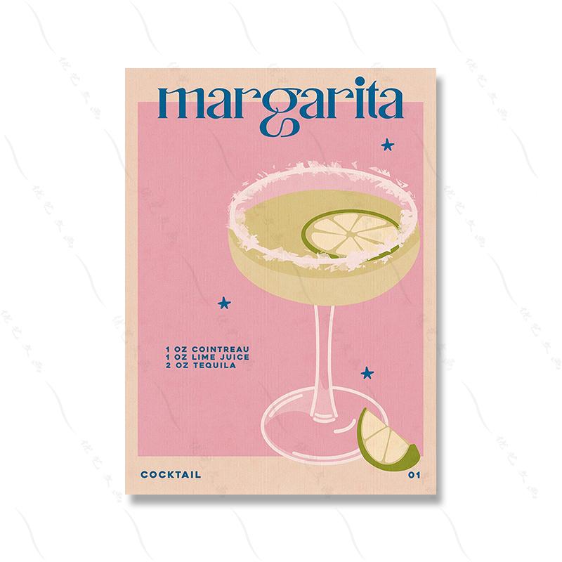 Margarita Martini Cocktail Bar Prints and Posters Retro Aesthetic Wall Art Pictures Kitchen Shop Club Decor Canvas Painting