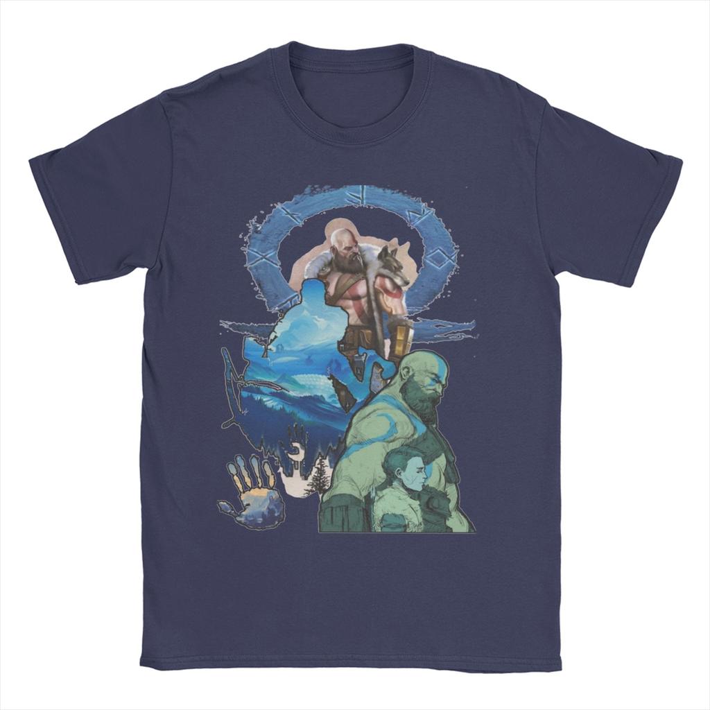 Męska Damska Koszulka Gra God Of War Kratos Vintage Czysta Bawełna Koszulka Krótki Rękaw Koszulki Okrągły Dekolt Ubrania Lato