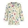 Women's Fashion Casual Button-up Seven-quarter Sleeve Floral Print Lapel Top
