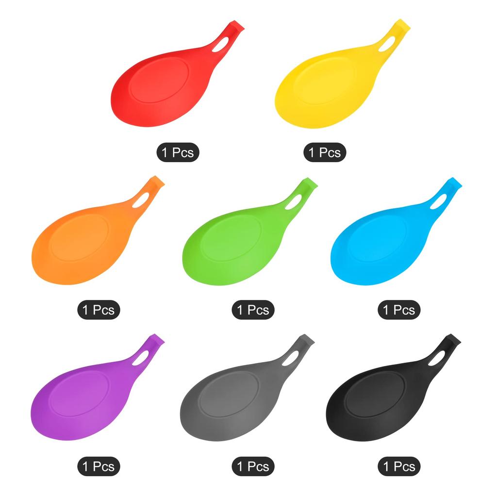 Uxcell Silicone Spoon Rest, Black, Heat-Resistant Kitchen Utensil Holder for Stovetops and Countertops, Farmhouse Use, 195mm X 95mm, Pack of 8