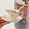 Pink Rabbit Cerc Coffee Cup And Plate Set ternoon Tea Cute Girl Heart Vintage Korean Sle Breakfast Dining Utensils Set