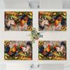 4-Pack Hand Washable Polyester Place Mats | Woven Farmyard Style Table Mats with Rooster & Hen Design | 18X12 Inches Rectangle Floral Pattern Mats