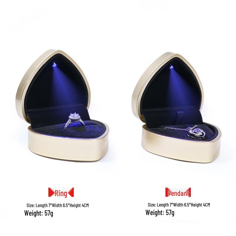 Heart-Shaped LED Light Jewelry Box for Rings & Necklaces