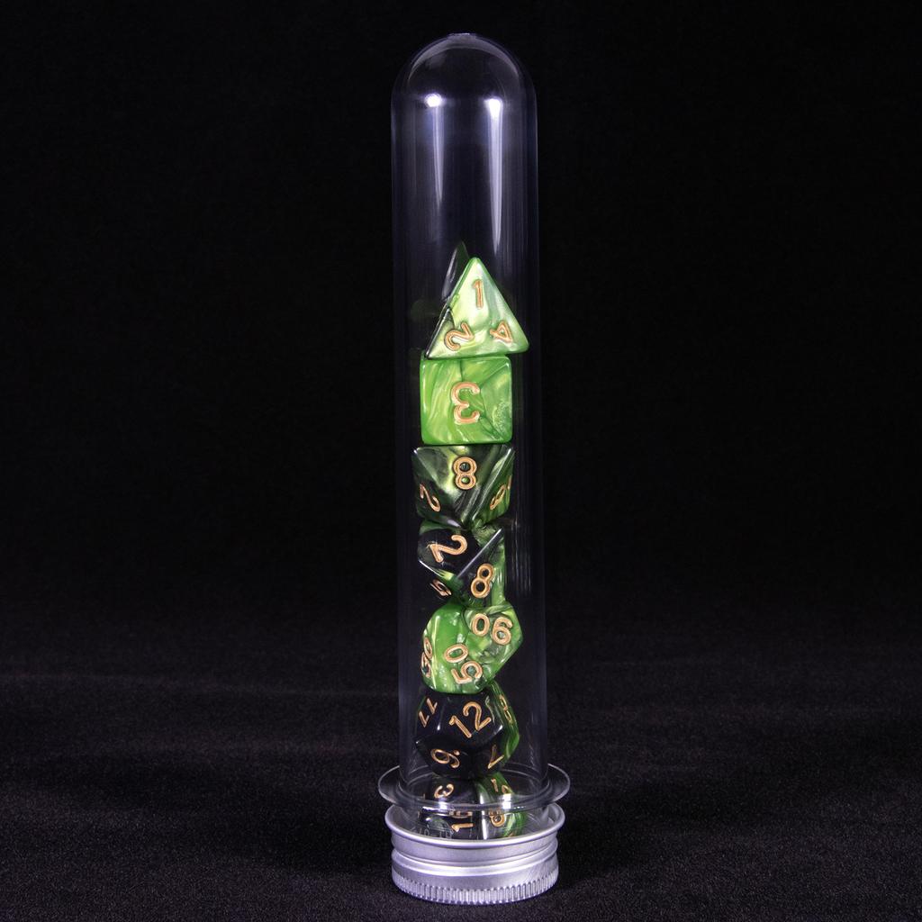 7 szt. Wielościenne kostki w mieszanych kolorach z tubą do DND TRPG RPG Cthulhu COC Gra planszowa Drużyna prowadząca Zestaw kości DND