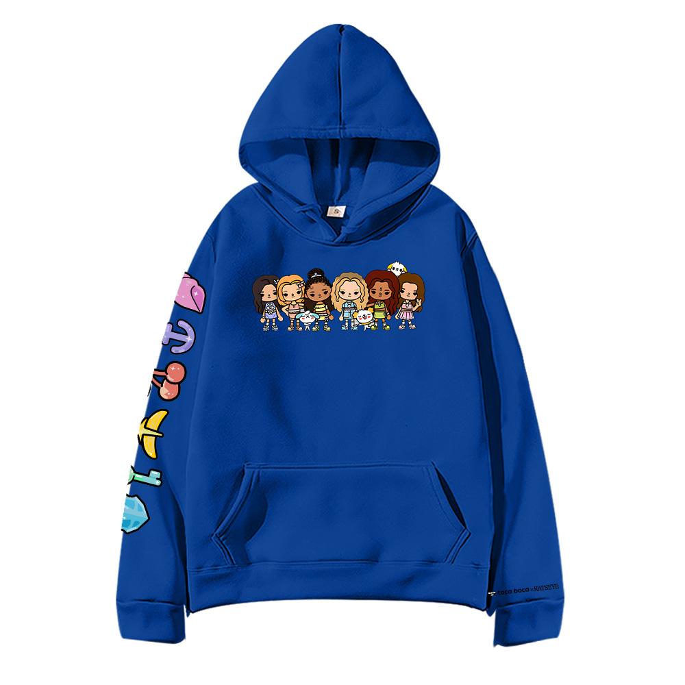 KATSEYE X Toca Boca Hoodie Damen Herren Herbst Lockeres Sweatshirt Kreatives Fleece Kapuzenpullover Lässig Hip Hop Streetwear Lässig Y2K Pullover