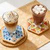 Yousheng 1 Set DIY Mosaic Tile Coaster Set Mixed Color Mosaic Kit with Wooden Coaster Kids Adults Handmade Mosaic Crafts Coaster with Accessories