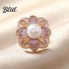 Decorative Lapel Pin Women Brooch Imitation Pearls Enamel Glaze Flower