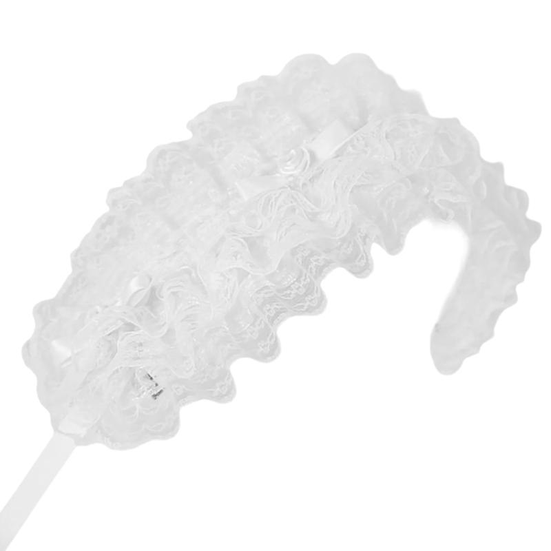 

Girl Ruffled Ribbon Headwear Gothic Bows Lace Trim Subculture Headbands Maid Flouncing Rosette Hair Ornaments