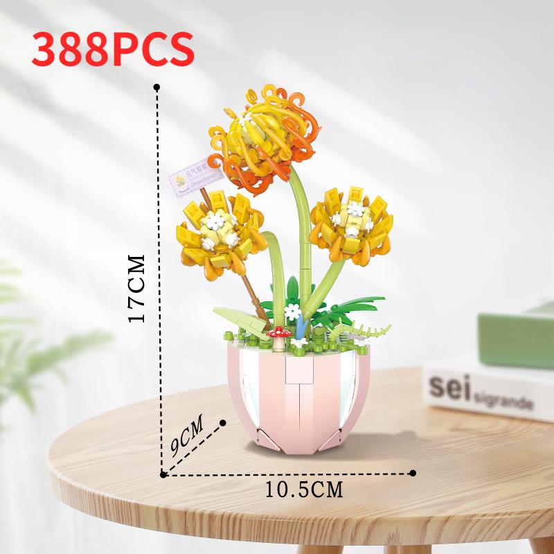 New Mini Building Blocks Toys For Girls Bonsai Bricks Potted Flowers Blossoms Plants Construccion Kids Adult Toys Christmas Gift