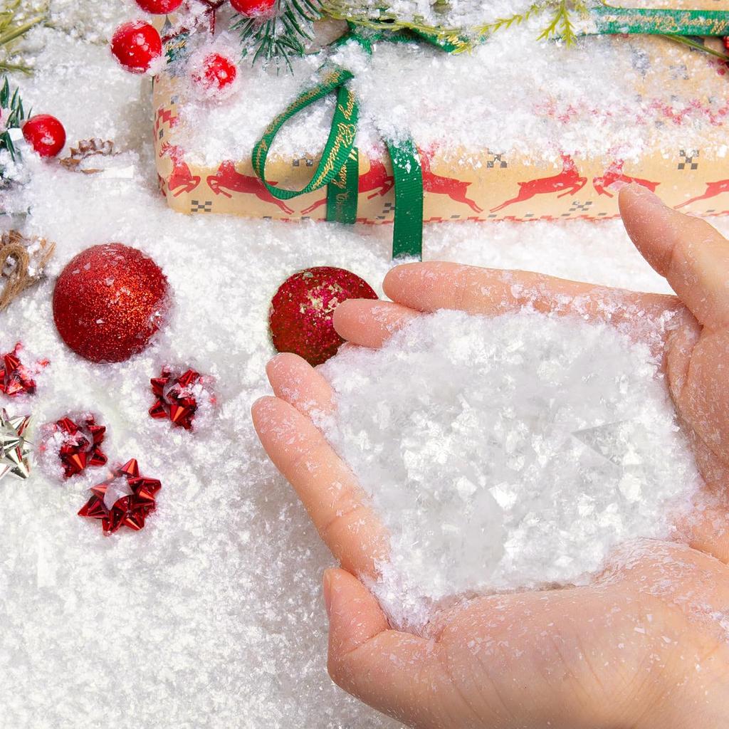 Winter Artificial Fake Snow Christmas Snow Powder Xmas Snowflake Decor for DIY Crafts Village Displays Props Holiday Supplies