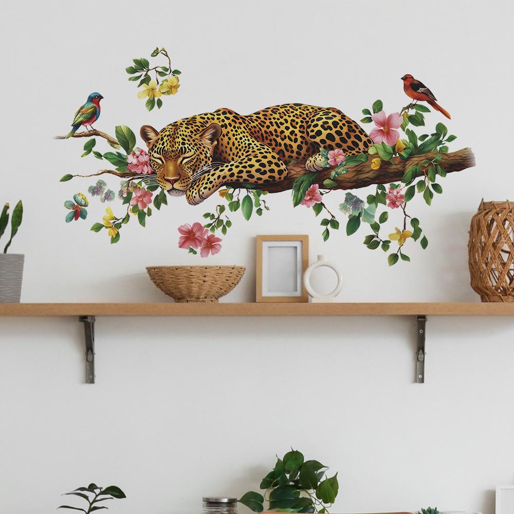 Hand-Painted Majestic Leopard Wall Sticker Royal Luxurious Self-Adhesive Wall Art for Bedroom Living Room Home Decor