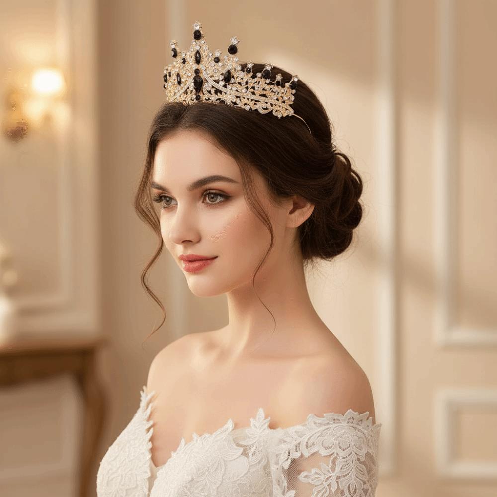Sparkling Baroque Crystal Crown Elegant Dazzling Baroque Queen Tiaras Shiny Gorgeous Bridal Wedding Headwear Party Prom