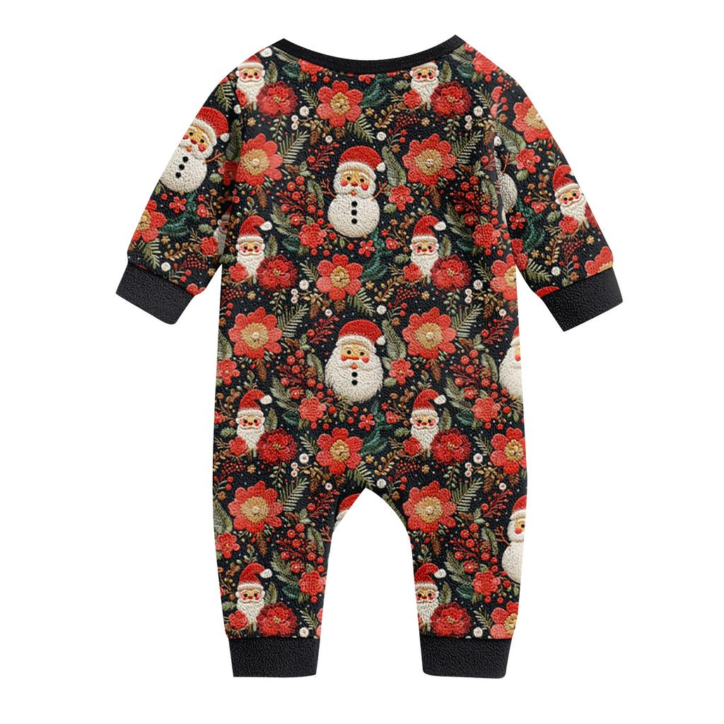 Pasujący Rodzinny Świąteczny Zestaw Domowy Flanelowy z Nadrukiem Długi Rękaw i Spodnie