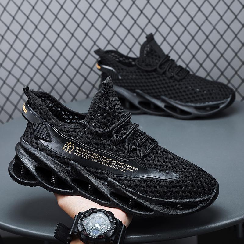 Men's shoes summer hollow mesh breathable deodorant thin mesh shoes men's casual sports lightweight shock absorption running shoes